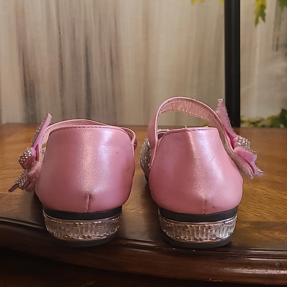 Sibate Girls 36 size 4.5 pink sparkly glitter bedazzled butterfly fancy shoes